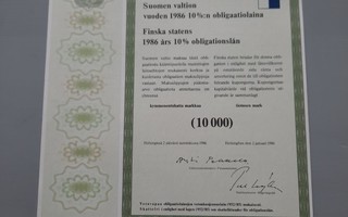 obligaatio Suomen valtio -86 10% 10.000