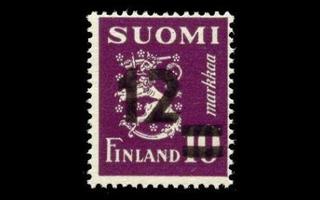 344 ** Leijona lisäp. 12mk/10mk violetti (1948)