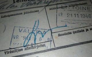 VR Vallila Asemaleima Rahtikirja 1946 PK140/8