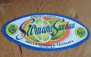 Sitruuna suudaa Mallaskosken tehtaat Seinäjoki etiketti.