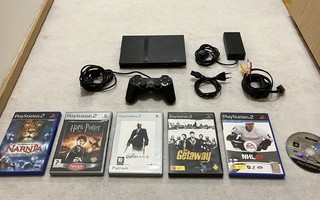 PlayStation 2 Slim + 6 peliä