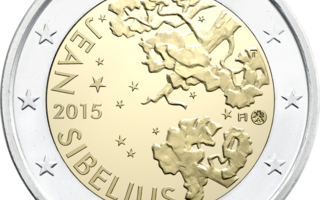 2€  Rulla Suomi 2015 Jean Sibelius,Vuosiluvullin