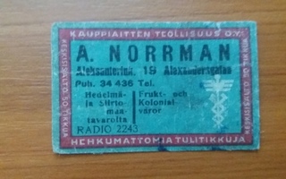 TT ETIKETTI - A. NORRMAN RADIO. 2243