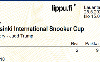 TAOM Hki Intl Snooker CUP Trump-Milkins, 2kpl lippuja