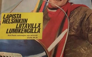 Kotiposti 4/1969 Lapista Helsinkiin liitävillä lumikengillä
