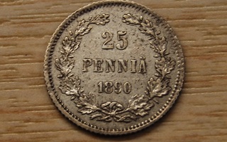 Aleksanteri II, 25 penniä 1890 Hopea