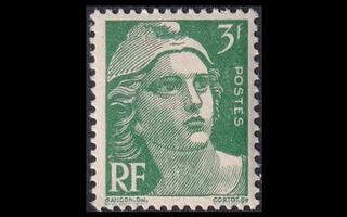 Ranska 791 ** Marianne 3 Fr vihreä (1947)