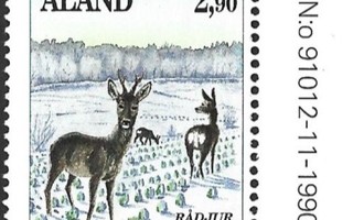 Åland 1991 Nisäkkäitä 2,90 mk välilöpari **LaPe 046
