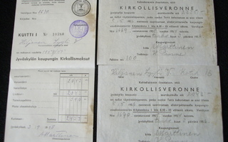Jyväskylä SAKKOPERIMISKUITTI Kirkollismaksut 1956