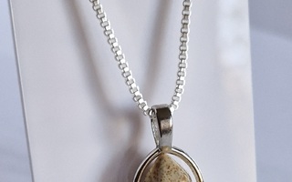 Maisema Jaspis Chakra kiviriipus + 925 hopeaketju 51 cm