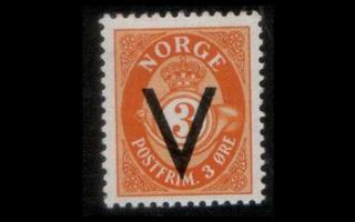 Norja 239y ** V-merkki 3 öre ei vesileimaa (1941)