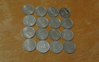 10 pennin kolikoita 80-luvulta