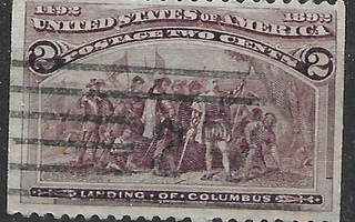 Usa. Columbus 2 c 1892 Leimattu.