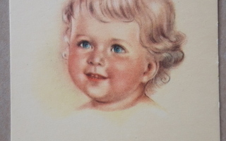 Vanha postikortti, lapsen kasvokuva no 268/10, n. 1950 luku