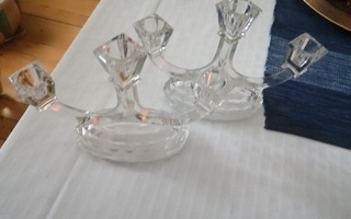 Art Deco Kynttilänjalat 2kpl lasia
