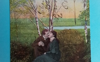 Vanha romanttinen kulkenut postikortti *katso*