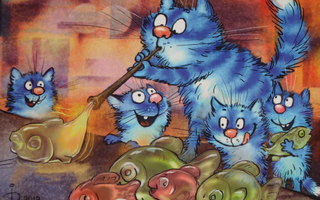 Irina Zeniuk sininen kissa lasinpuhaltajana