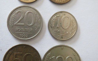 Venäjä 1990-luku - lajitelma ruplan kolikoita