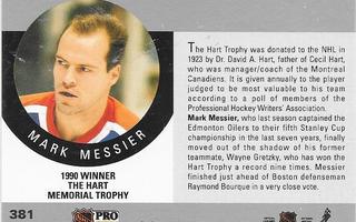 1990-91 ProSet #381 Mark Messier Edmonton Oilers