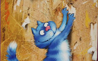 Irina Zeniuk sininen kissa teroittaa kynsiä seinään