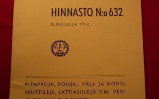 E. & J. Leino Oy,Salo,hinnasto N:o 632 v.1952! (C1354)