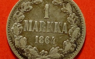 1 mk markka 1864. HARVINAINEN. (K5)