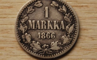 Aleksanteri II Hopeaa 1 Markka 1866