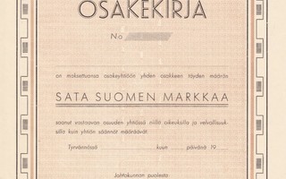 1946 Tyrvännön Telefoni Oy bla, Tyrväntö Hattula osakekirja