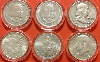 USA, 6 x half silver Dollar: 1893, 1952, 1959..........(KD6)