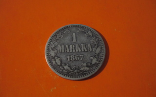 1 markka 1867 - hopeaa