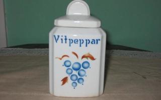 Arabia 1932-49 VIINIRYPÄLE maustepurkki Vitpeppar!