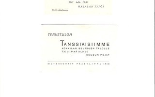 Hajala ja Kokkila, Tervetuloa kutsut, Hajala 1941.