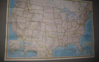 USA:n kartta, 2-puoleinen, 105x72 cm