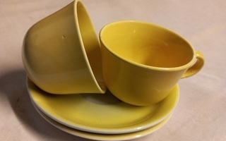 2 kpl arabia keltainen kahvikuppi