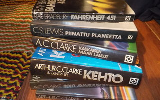 scifi kirja 6kpl : Arthur C. Clarke, C.S. Lewis,Ray Bradbury