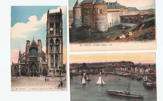Ranska, DIEPPE 3kpl: Linnoitus, laivoja satamassa, kirkko.