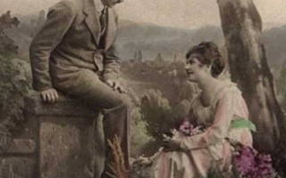 RAKKAUS / Rakastunut pari romanttisessa luonnossa. 1900-l.