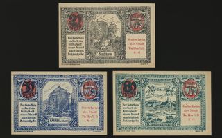 Itävalta Notgeld 20, 50, 80 Heller, Tulln 1920