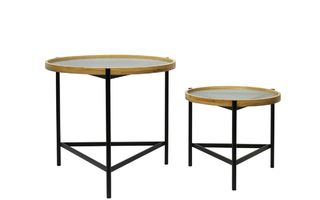 Set of 2 tables DKD Home Decor Musta 64 x 64 x 5