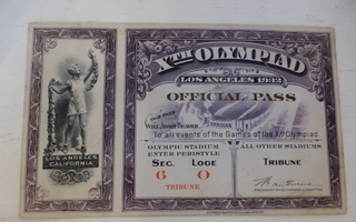 OLYMPIALAISET LOS ANGELES 1932 PÄÄSYLIPPU