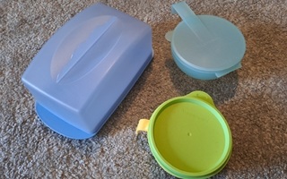 3 kpl Tupperware säilytysastiaa mm. juustokupu