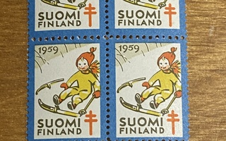 JOULUMERKKI MÄENLASKIJA 1959 NELIÖ**