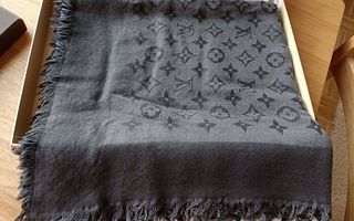 Louis Vuitton silk shawl monogram huivi, hiilenharmaa