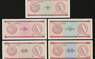 Kuuba 1, 3, 5, 10, 20 Pesos 1985, "A"