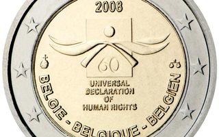 2€ Rulla Belgia 2008 Ihmisoikeudet 60v