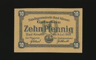 Saksa Notgeld 10 Pfennig, Bad Kösen 9.7.1918