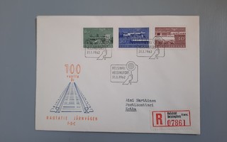 FDC Suomi 1962 Rautatiet EL/ teema R-kuori