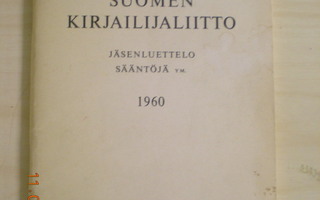 Suomen Kirjailijaliitto 1960 jäsenluttelo sääntöjä ym.
