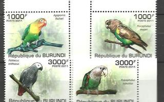 LINNUT papukaijat eläinaiheinen sarja BURUNDI 2011 **