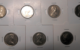 Australia. 10 cents v.1967-2005, 7 erilaista kolikkoa.